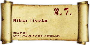 Miksa Tivadar névjegykártya